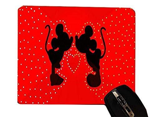Lovely Cute Mice Silhouettes Red Heart Design Print Image Desktop Office Silicone Mouse Pad by Trendy Accessories
