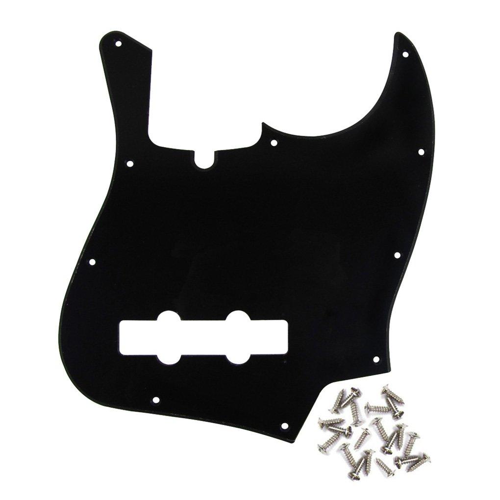 IKN Jazz Bass Pickguard 10 Hole Guitar Pickguard for 4 Strings USA/Mexican Standard Jazz Bass Modern Style, 1Ply Black