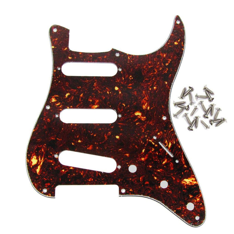 IKN 8 Hole Strat Pickguard Electric Guitar Pickguard Scratch Plate with Screw for Vintage Style Strat Guitar Parts, 4Ply Brown Tortoise Shell
