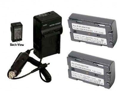 2 Batteries + Charger for Panasonic CGR-D120A/1B, Panasonic CGR-D120E/1B, Panasonic PV-DBP8, Panasonic PV-DBP8A