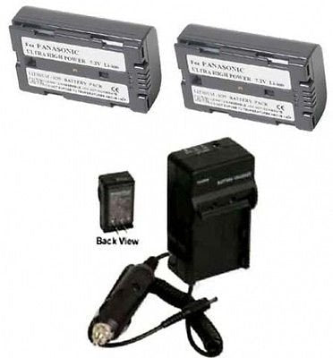 PhotoHighQuality 2X Batteries + Charger, Compatible for Panasonic PV-DV51, Panasonic PV-DV52, Panasonic PV-DV53, Panasonic PV-DV53D, Panasonic PV-DV73,