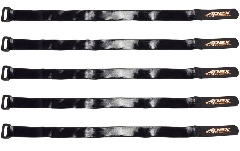 Apex RC Products 5 Pack 20mm x 400mm HD Rubberized Non-Slip Battery Straps 3032