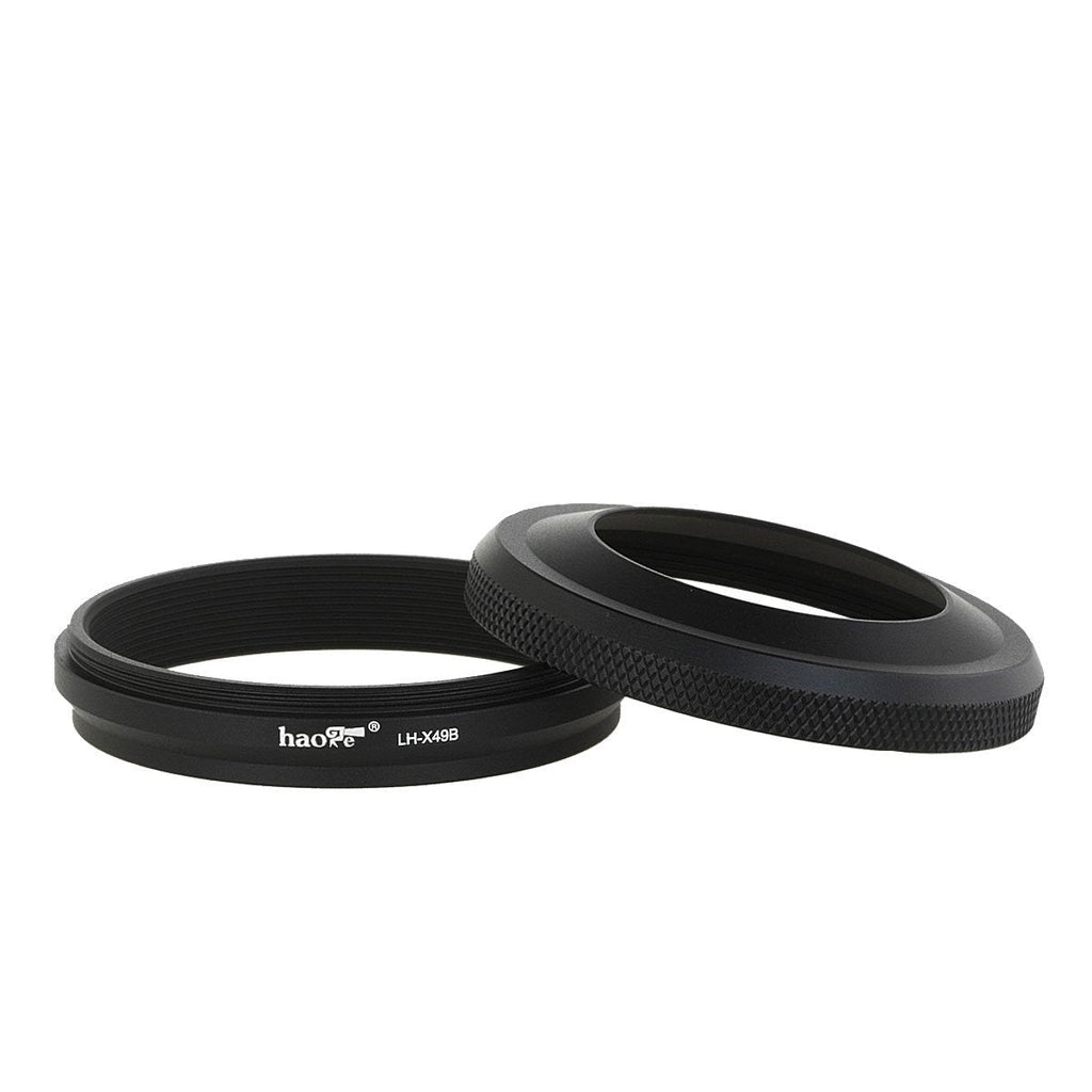 Haoge LH-X49B 2in1 All Metal Ultra-Thin Lens Hood with Adapter Ring Set for Fuji Fujifilm FinePix X70 X100 X100S X100T X100F Camera Black Replaces Fujifilm LH-X100 AR-X100 LH-X70 for X70 X100 X100S X100T X100F