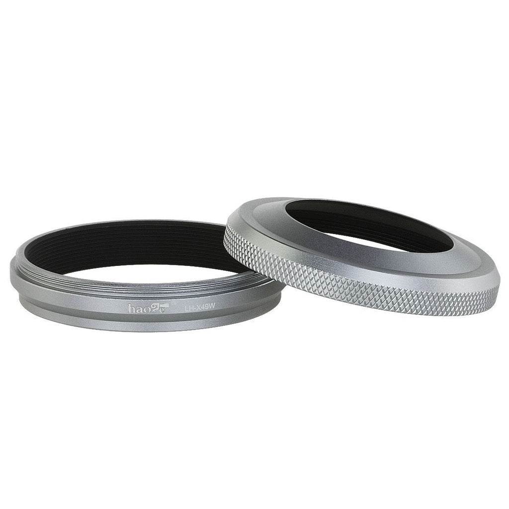 Haoge LH-X49W 2in1 All Metal Ultra-Thin Lens Hood with Adapter Ring Set for Fuji Fujifilm FinePix X70 X100 X100S X100T X100F Silver Replaces Fujifilm LH-X100 AR-X100 LH-X70 for X70 X100 X100S X100T X100F