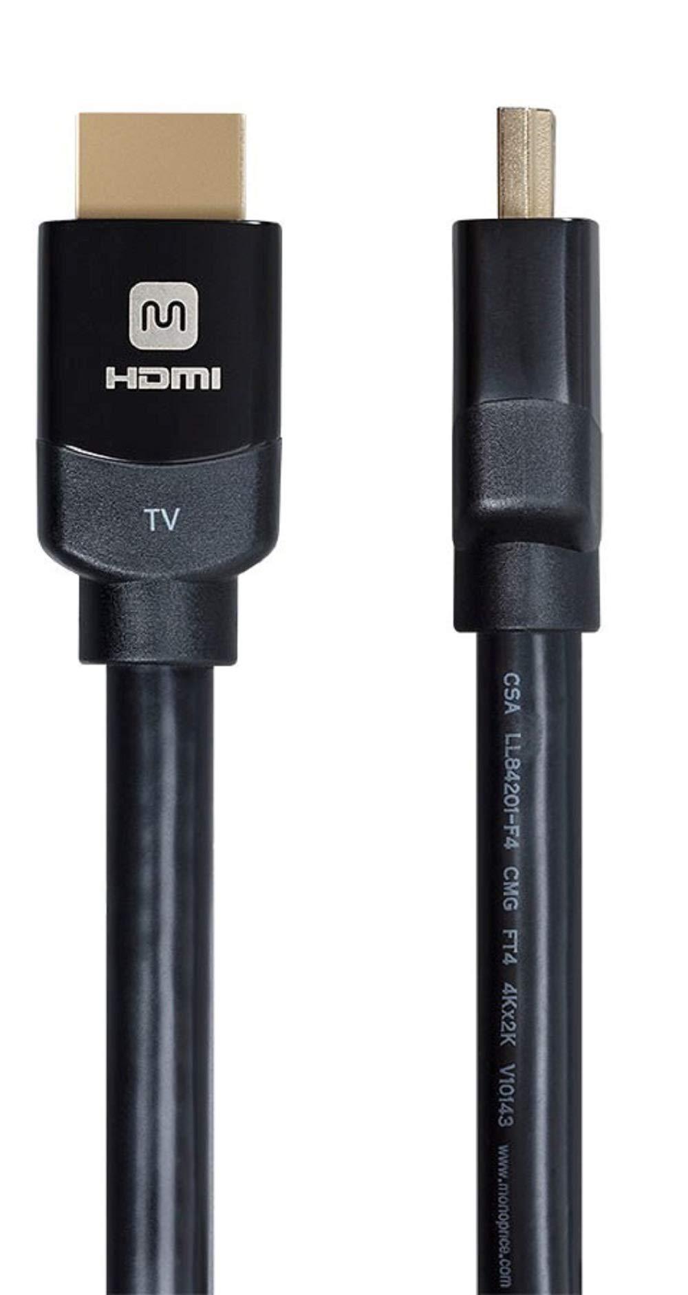 Monoprice High Speed HDMI Cable - 35 Feet - Black, Active, 4K @ 60Hz, HDR, 18Gbps, 28AWG, YUV 4:4:4, CL2 - DynamicView 35ft