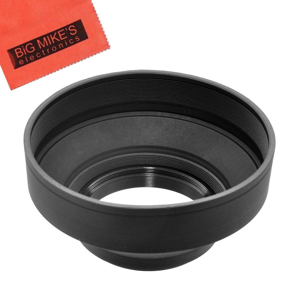 55mm Soft Rubber Lens Hood for Nikon D3400 with 18-55MM AF-P DX, D5600 with 18-55MM, DL24-500 f/2.8-5.6 Digital Camera + Microfiber Cleaning Cloth