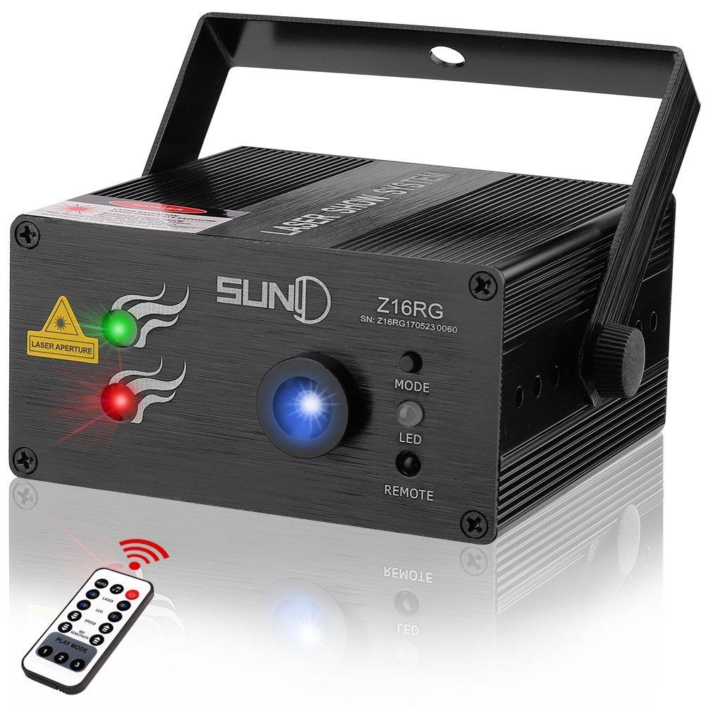 [AUSTRALIA] - SUNY RG Laser Light DJ Laser Lights for Party Music Laser Projector 16 Gobos Red Green Laser Blue LED Remote Control Sound Active Stage Lighting Indoor Disco Home Decorative Holiday Dance Live Show 