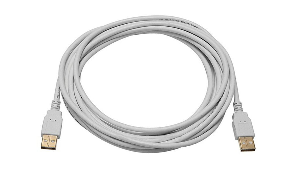 USB 2.0 A Male to A Male 28 OR 24AWG Cable Gold Plated White, 10 Feet, CNE608211