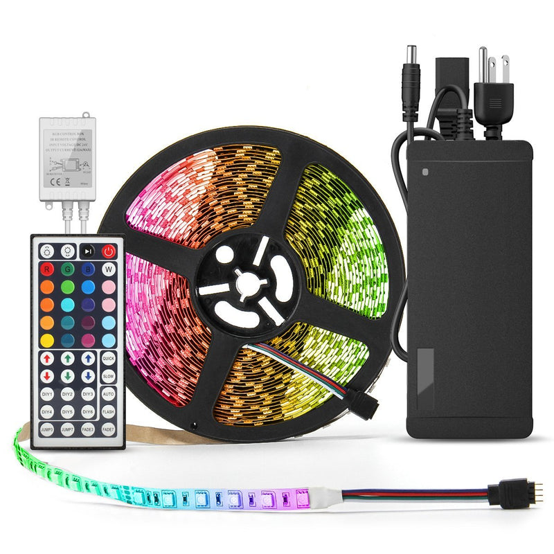 [AUSTRALIA] - BINZET Flexible LED Strip Light - 32.8 Ft 5050 RGB 300LEDs Non-waterproof Color Changing Full Kit with 44 Keys IR Remote Controller 24V 3A Power Supply for Holiday Party Decoration 