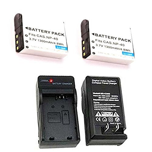 PhotoHighQuality Two 2 NP-40 Batteries + Charger Compatible for DXG DXG-535V DXG-566V DXG-580VBL