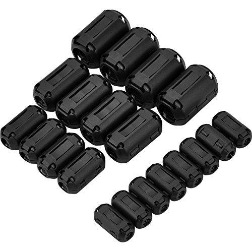 eBoot 20 Pieces Clip-on Ferrite Ring Core RFI EMI Noise Suppressor Cable Clip for 3mm/ 5mm/ 7mm/ 9mm/ 13mm Diameter Cable, Black