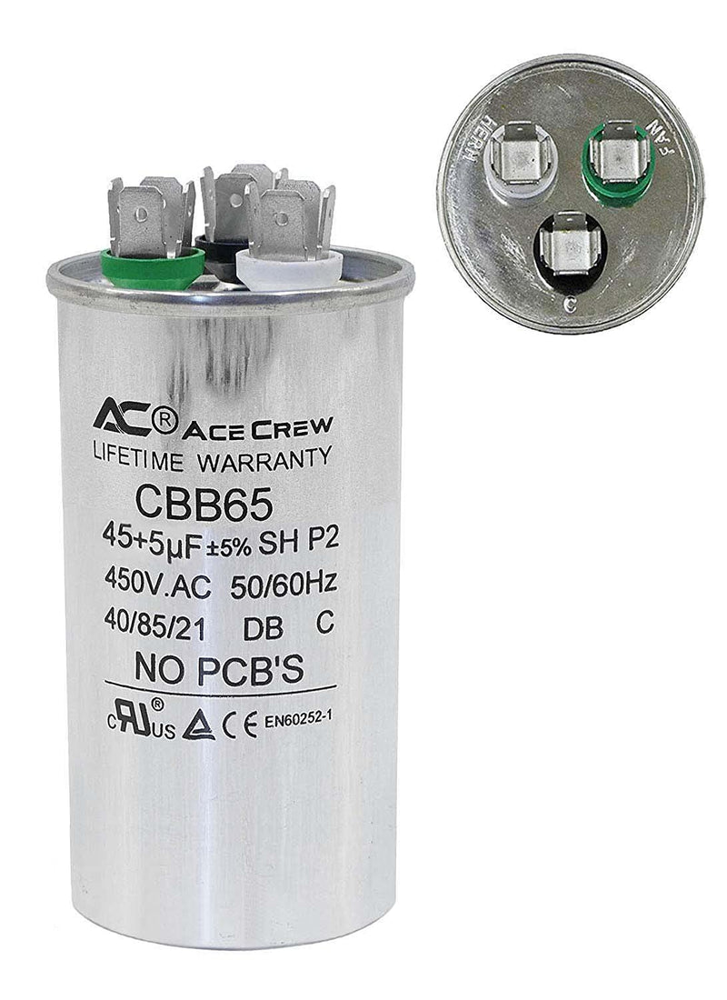 45 + 5 Dual Run Capacitor High Quality 45/5 Premium Capacitor 450 VAC 45+5 Capacitor MFD