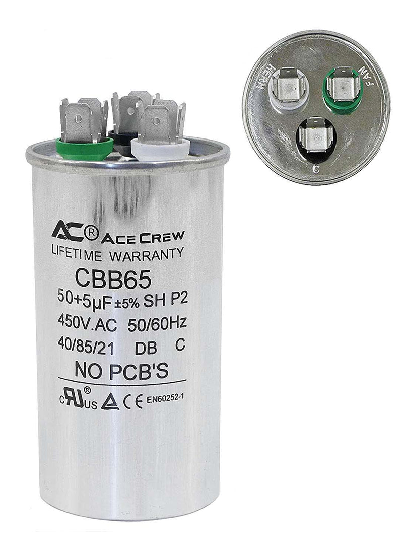 50 + 5 Dual Run Capacitor High Quality 50/5 Premium Capacitor 450VAC 50+5 Capacitor MFD