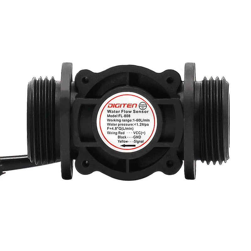 DIGITEN G1" Water Flow Hall Effect Sensor Switch Flow Meter Flowmeter Counter 1-60L/min