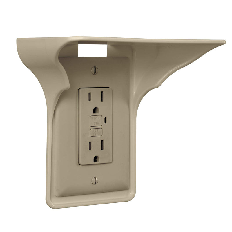 Power Perch Single Wall Outlet Shelf. Home Wall Shelf Organizer for Outlets. Perfect for Bathroom, Kitchen, Bedrooms with Cord Management and Easy Installation. Almond 1-Pack 1 Pack