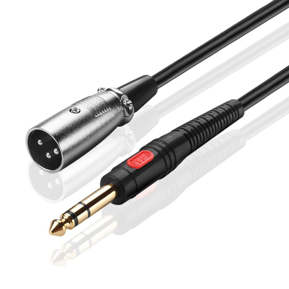 [AUSTRALIA] - TNP XLR Male to 6.3mm 1/4 inch TRS Male Pro Audio Video Stereo MIC Cable (6 FT), Gold Plated for Microphones, Powered Speakers, Stage, DJ, Studio Sound Consoles 6TF 