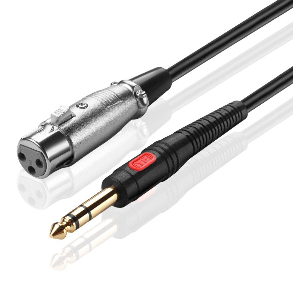 [AUSTRALIA] - TNP Premium 3 Pin XLR Female to 6.3mm (1/4 Inch) TRS Stereo Jack Male M/F Balanced MIC Microphone Audio Interconnect Cable (3 FT), Gold Plated for Powered Speakers, Studio Sound Consoles 3FT 