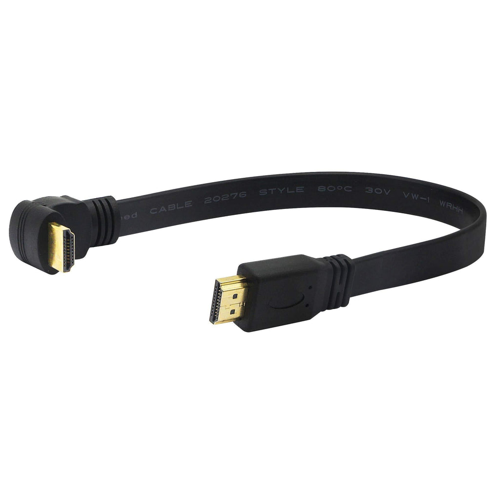 CERRXIAN Lemeng 1FT Flat Slim High Speed HDMI Cable A Male to 90 Degree Down Angle A Male Cable