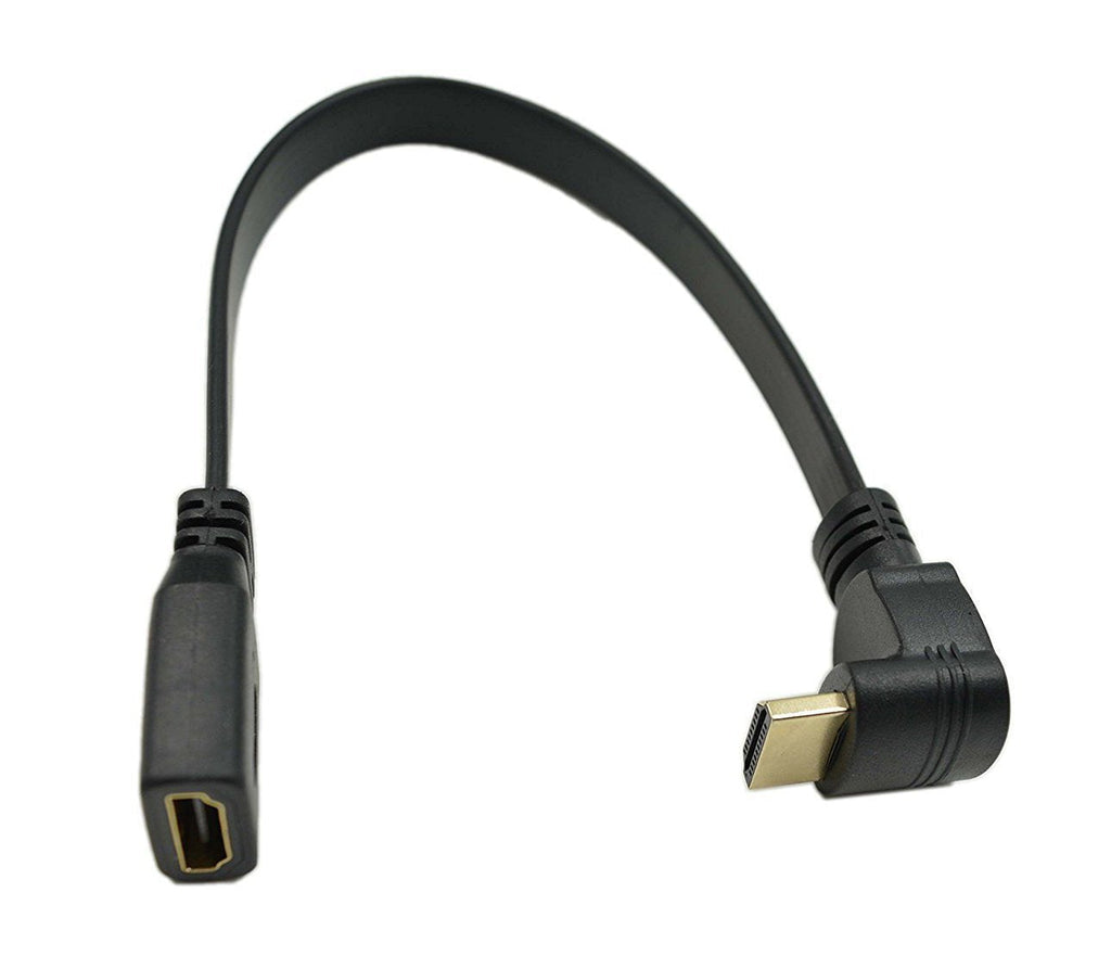 CERRXIAN 1FT Flat Slim High Speed HDMI Extension Cable A Female to 90 Degree Down Angle A Male Cord