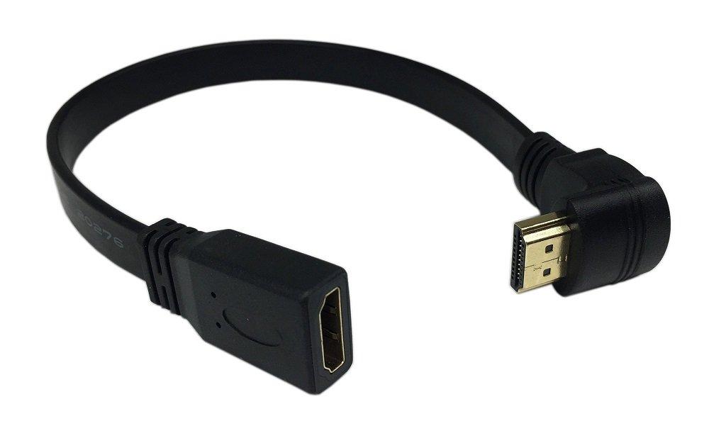 LEMENG 1FT Flat Slim High Speed HDMI Extension Cable A Female to 90 Degree Up Angle A Male Cable