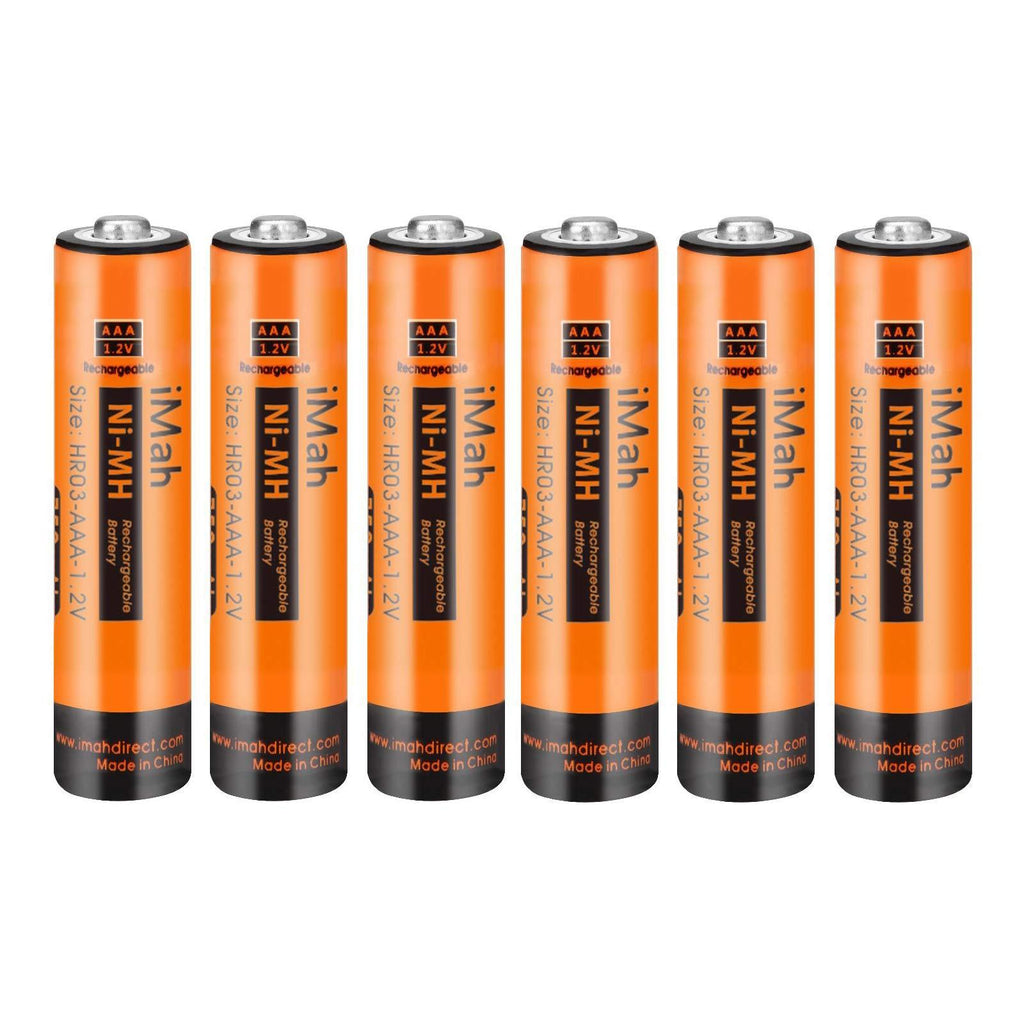 iMah AAA Rechargeable Batteries 1.2V 750mAh Ni-MH, Also Compatible with Panasonic Cordless Phone Battery BK40AAABU HHR-4DPA/4B HHR-55AAABU HHR-65AAABU HHR-75AAA/B Toys Solar Lights, 6-Pack