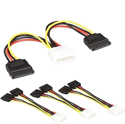 TxLove 4 Pack 6-Inch/15CM 4pin to 15pin SATA Power Splitter Cable Hard Drive HDD SSD