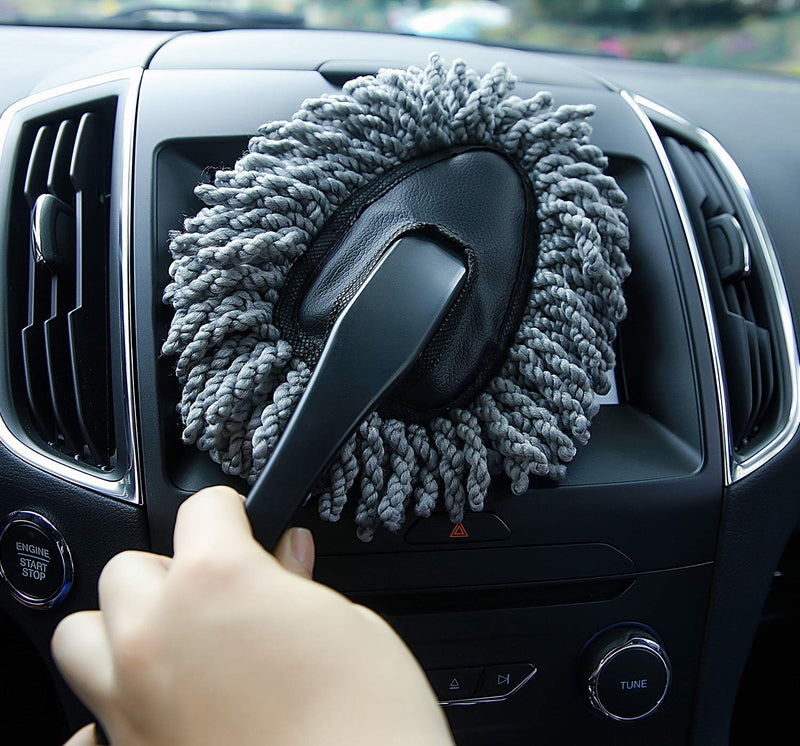 Shopping GD Multi-functional Car Duster Cleaning Dirt Dust Clean Brush Dusting Tool Mop Gray Car Cleaning Products