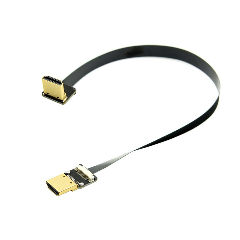 CY 20cm FPV HDMI Male to 90 Degree Down Angled HDMI Male HDTV FPC Flat Cable for Multicopter Aerial Photography 0.2m