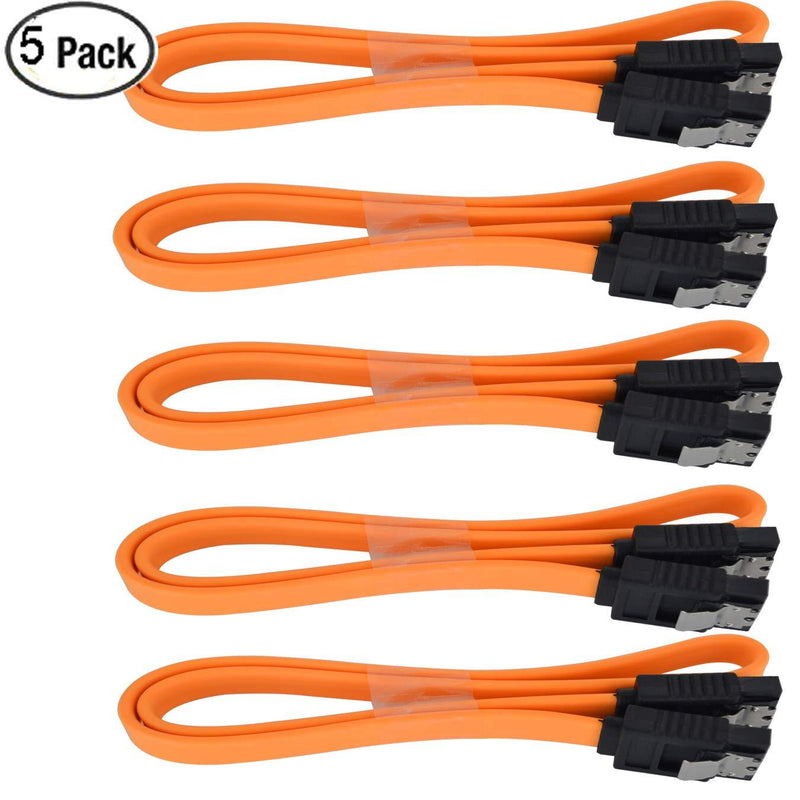 SATA Cable 5 Pack 18-Inch SATA Cable III 6Gbps Compatible SATA HDD,SSD, CD Driver Etc. Orange