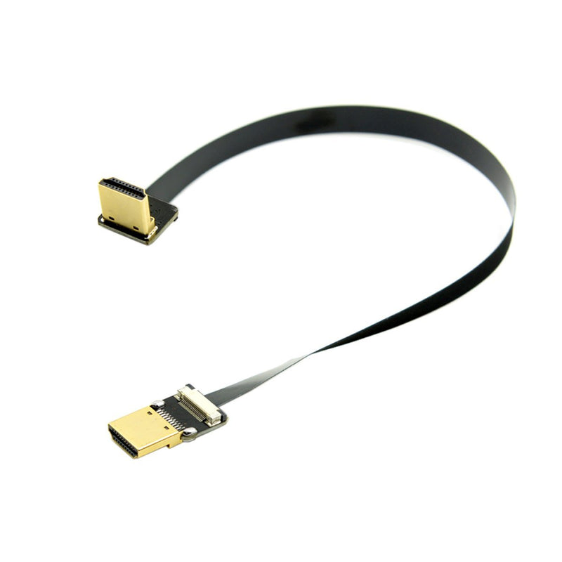 Cablecc FPV HDMI Male to Down Angled 90 Degree HDMI Male HDTV FPC Flat Cable 20cm for Multicopter Aerial Photography