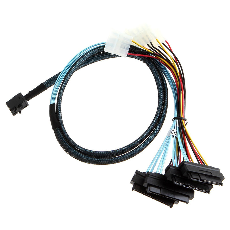CableCreation Internal Mini SAS SFF-8643 to (4) 29pin SFF-8482 connectors with SATA Power, 1M / 3.3FT