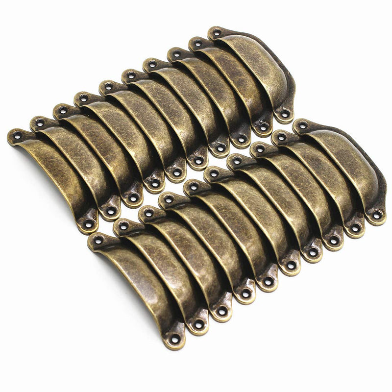 WEICHUAN 20PCS Antique Bronze Iron Drawer Knobs Pulls Handles - Vintage Kitchen Cabinets Furniture Wardrobe Medicine Pull Handle (Length: 96mm Width: 30mm) 20PCS Bronze