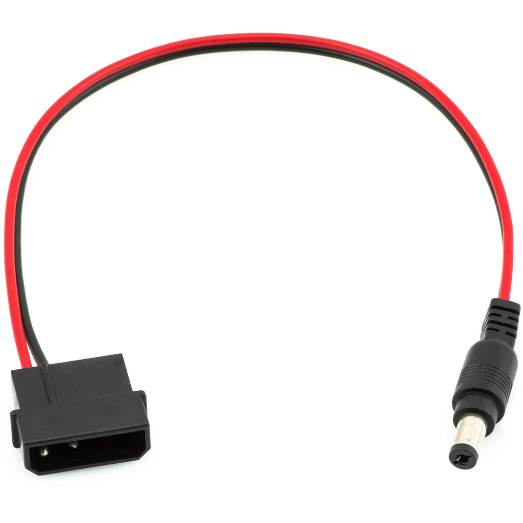 4-Pin Male Molex Connector to 12V DC 5.5mm x 2.1mm Plug 12" LED Power Cable