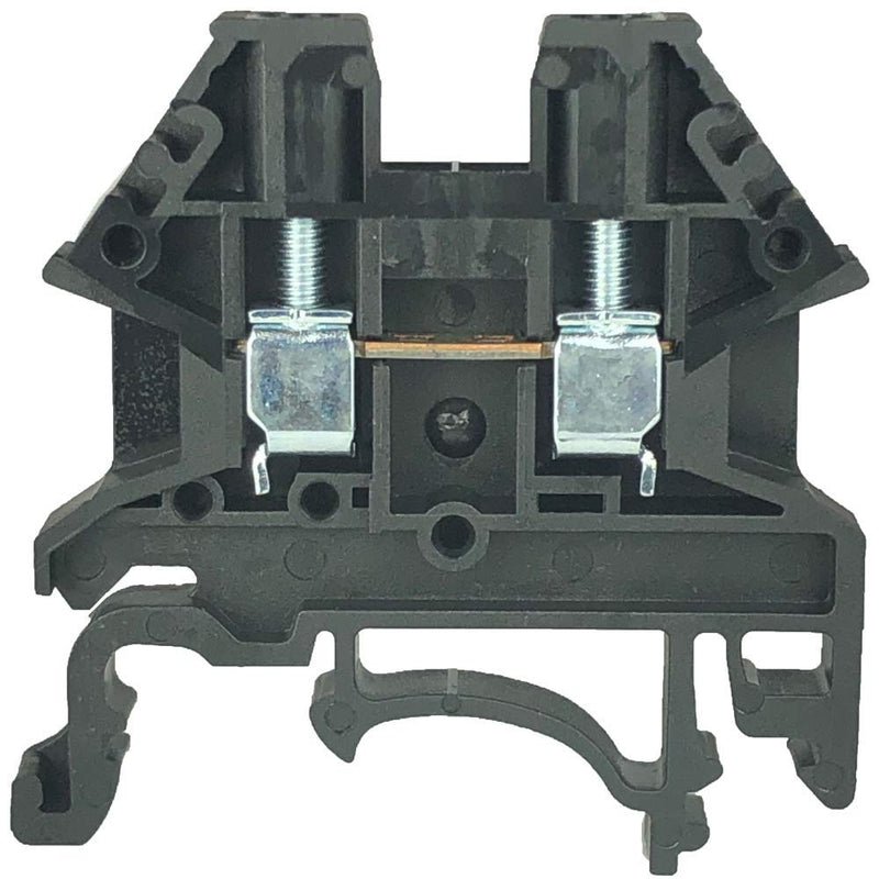 Dinkle Black DK2.5N-BK DIN Rail Terminal Block Screw Type UL 600V 20A 12-22AWG, Pack of 100