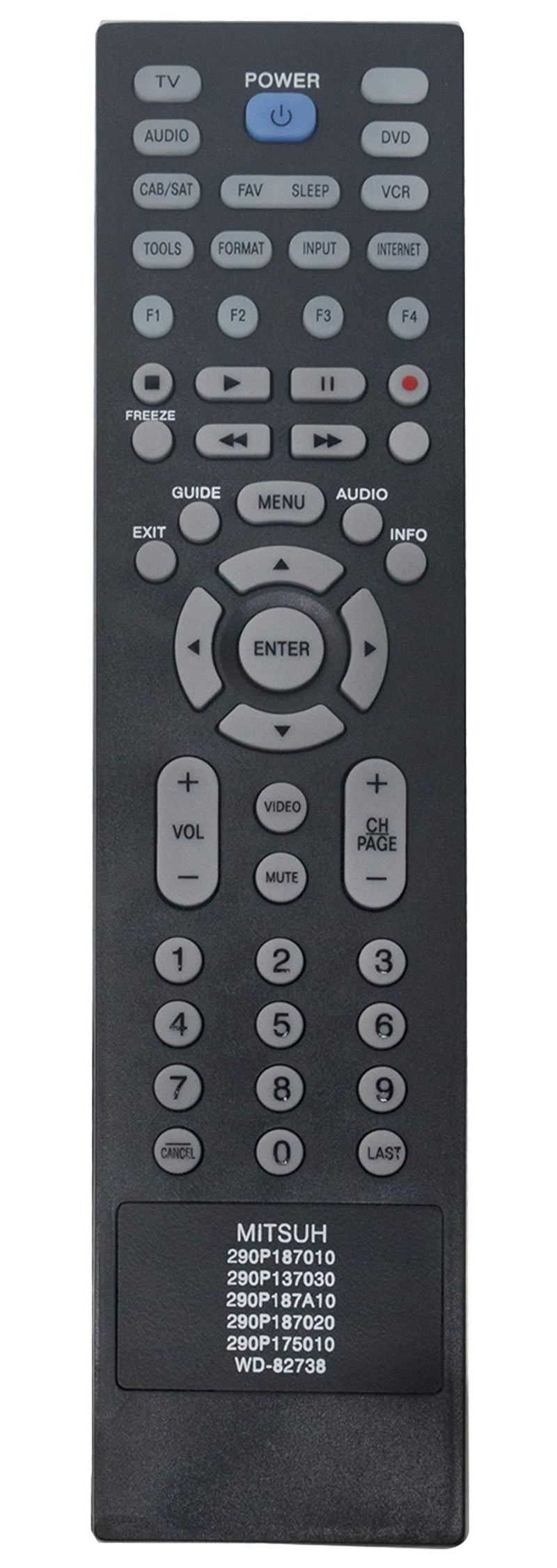 New Replace Remote fit for Mitsubishi 290P187010 290P137030 290P187A10 290P187020 290P175010 WD-82738 LT-40164 LT-46164 LT-46265 LT-55154 LT-55164 LT-55265 WD73C10 WD60638CA WD65638CA WD60C10