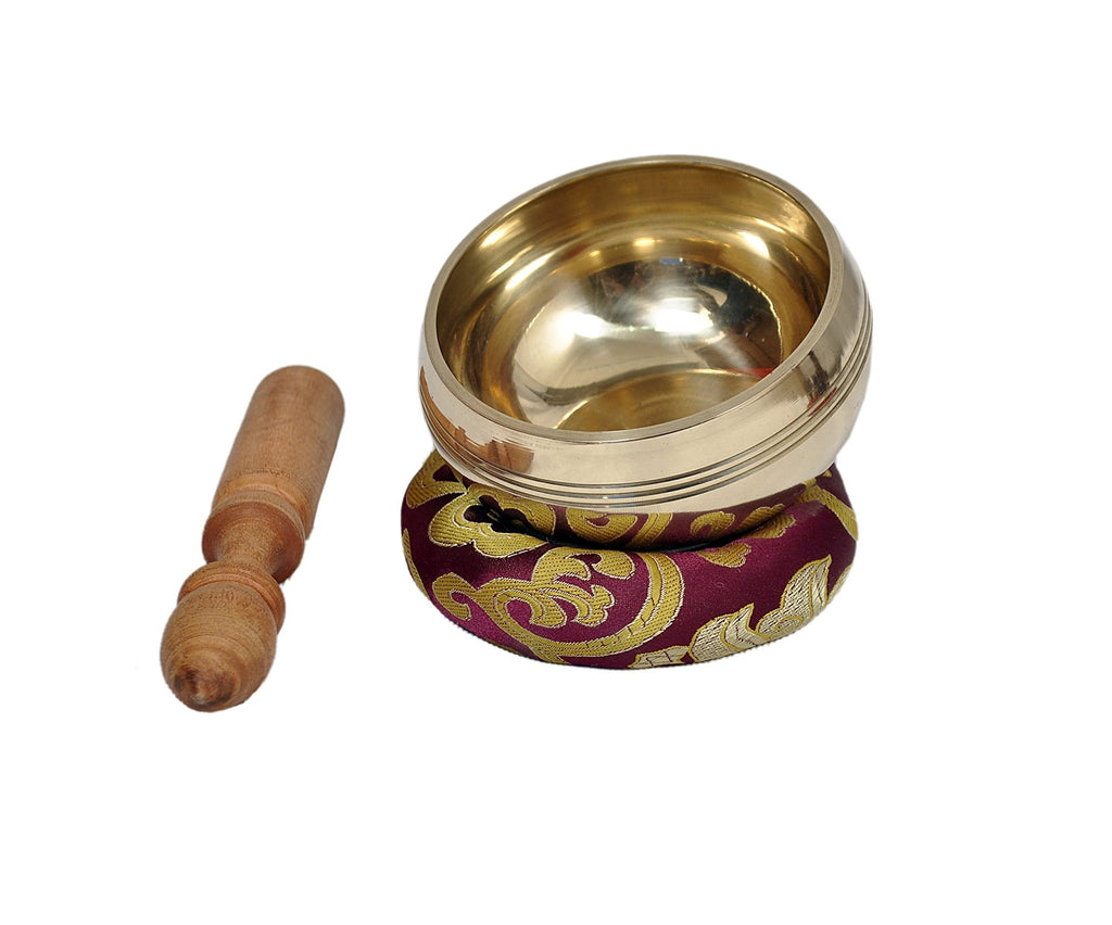SATNAM - Brass 4' Tibetan Meditation Singing Bowl - With Mallet & Cushion