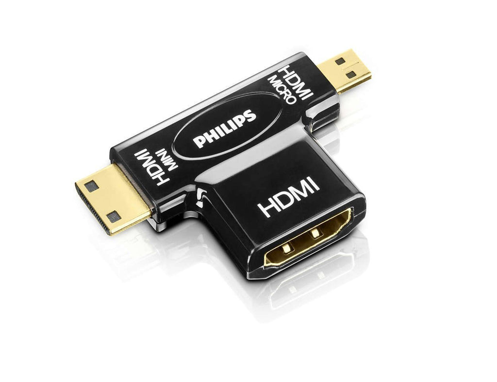 Philips Mini-HDMI + Micro-HDMI to HDMI Adapter (2 in 1), Gold-Plated