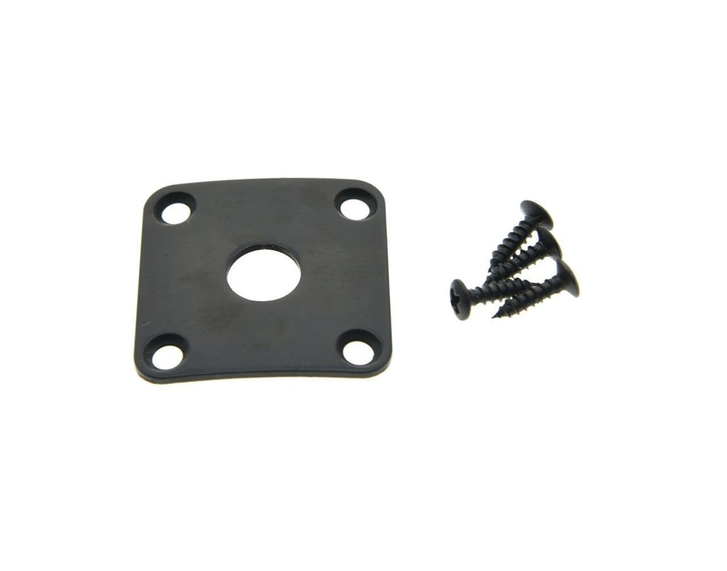 KAISH Black Metal Curved Bottom Jack Plate Square Jackplate for Gibson Les Paul