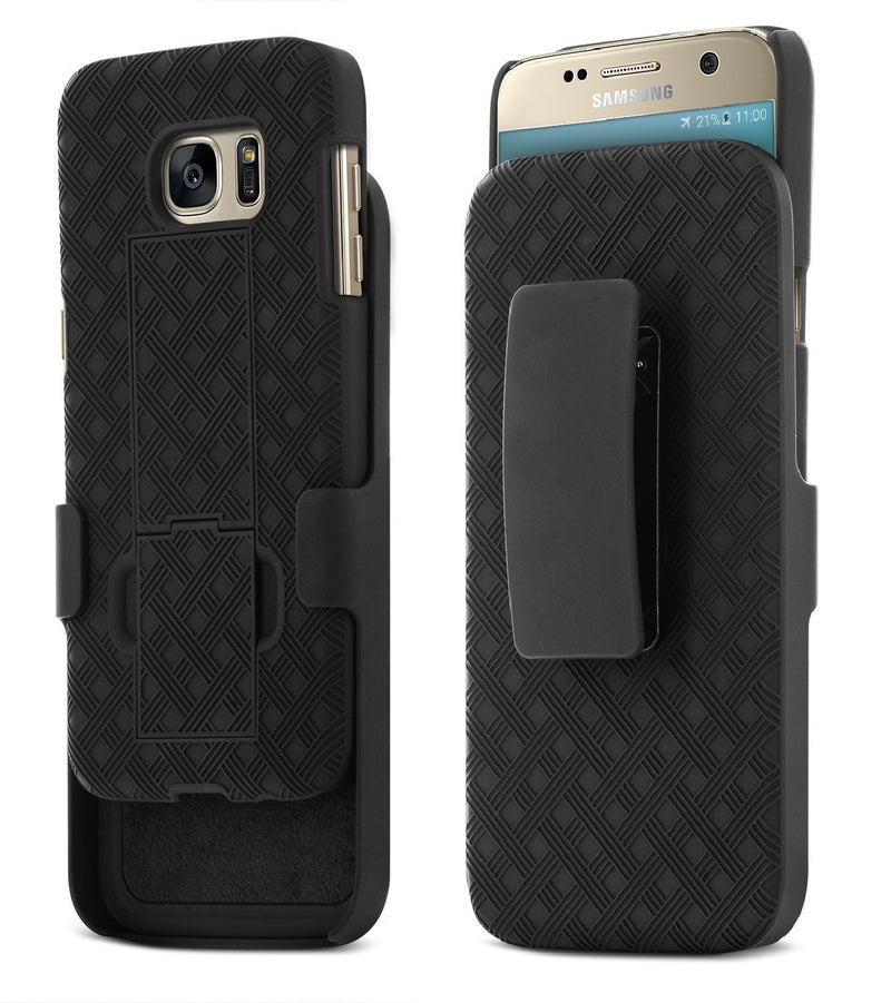Galaxy S7 Case, Aduro Shell & Holster Combo Case Super Slim Shell Case w/Built-in Kickstand + Swivel Belt Clip Holster for Samsung Galaxy S7