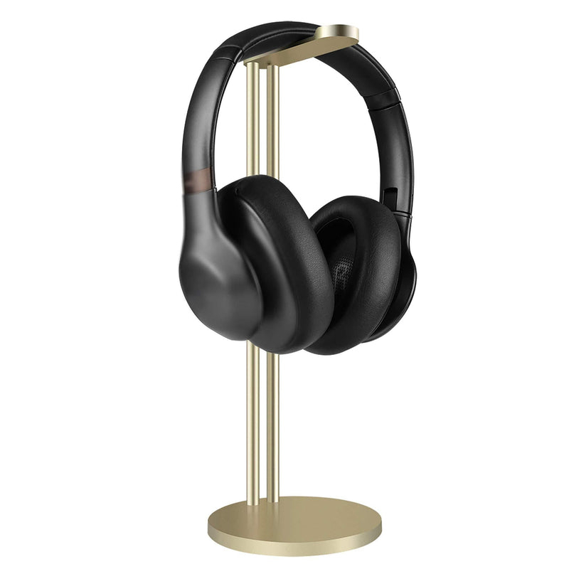 Geekria Headphone Stand Holder, Aluminium Alloy Gaming Headset Earphone Rack Desktop Mounted Headset Holder Support for Most Headphone Sizes (Champagne Gold)