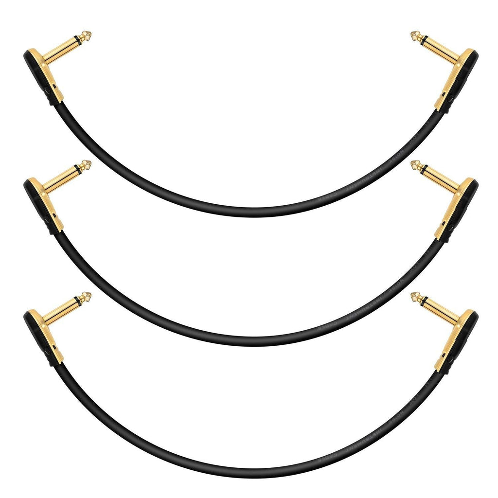 [AUSTRALIA] - Donner Guitar Patch Cables Right Angle 12 Inch 30cm 1/4 Instrument Cables for Effect Pedals 3 Pack 