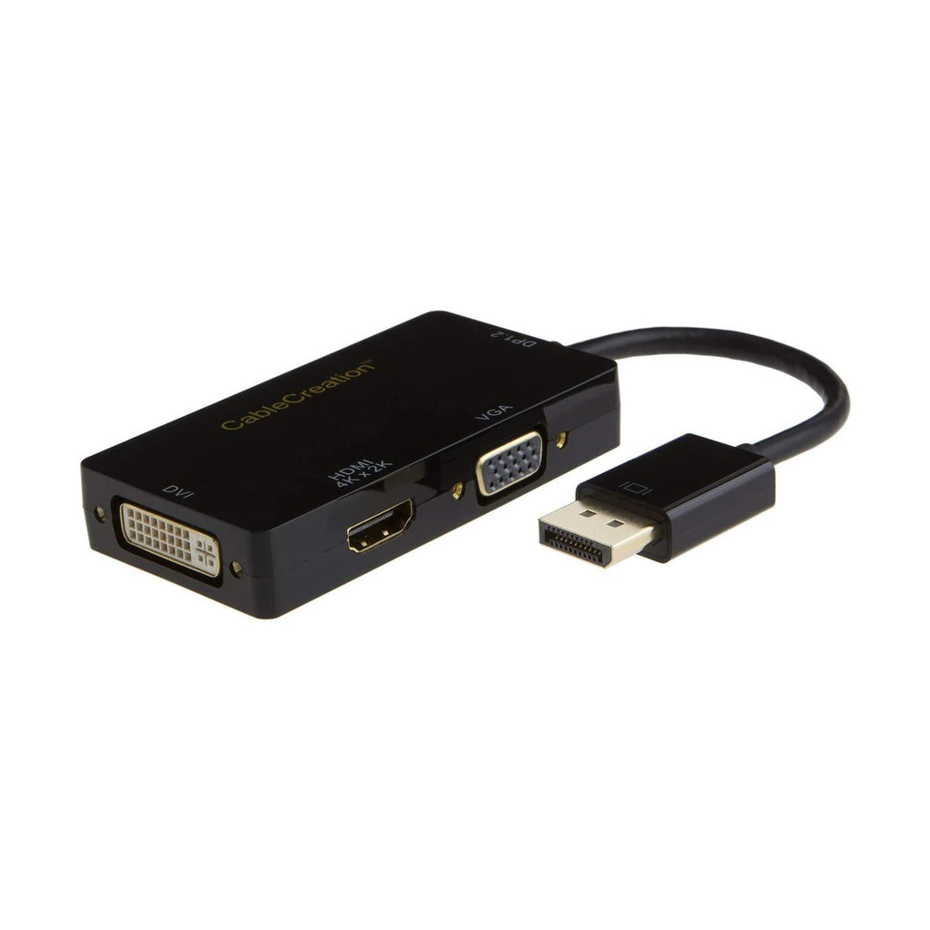 CableCreation Multi-Function Displayport to HDMI/DVI/VGA Adapter, 3 in 1 DP Displayport Adapter, Support HDMI 4K x 2K Resolution, Black