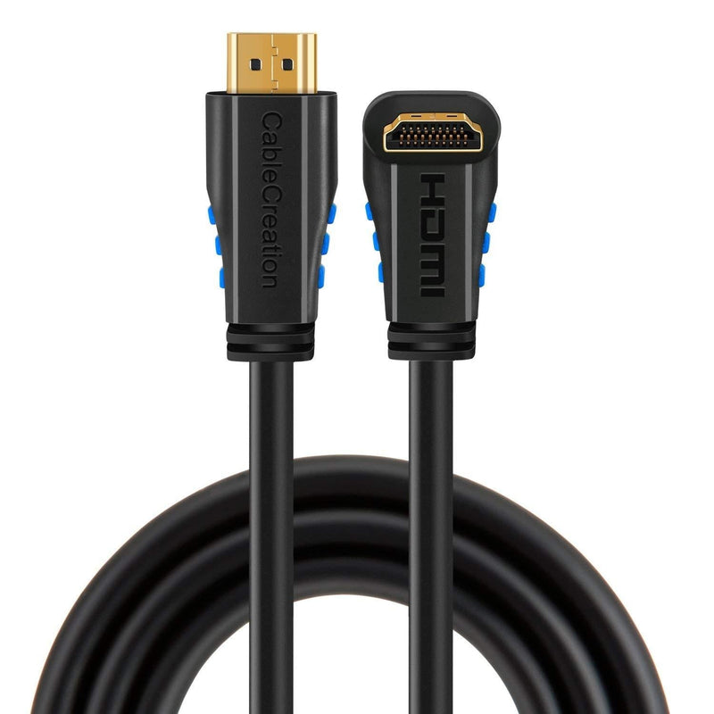 HDMI Cable, CableCreation 3 Feet Upward Angle 270 Degree 4K HDMI 2.0 Cable with Gold Plated Connector, Support 4K (60Hz) Ultra HD, 3D Video, Ethernet, Audio Return Channel, Black 3 Feet-1Pack Male to Male