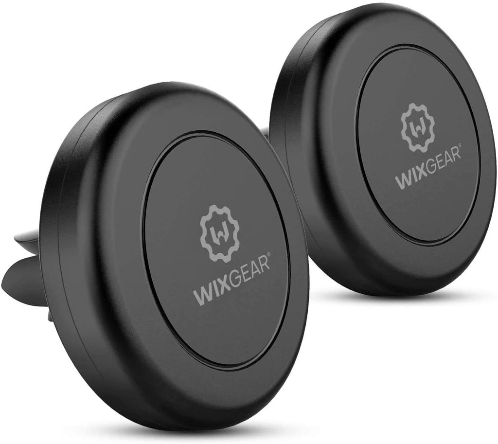 WixGear Magnetic Phone Car Mount [2 Pack] Universal Air Vent Magnetic Phone Car Mount Phone Holder, for Cell Phones and Mini Tablets with 4 Metal Plates