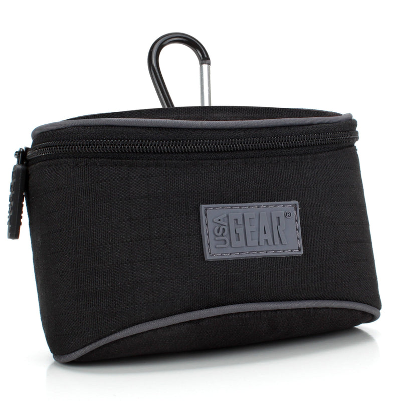 USA Gear Compact Camera Case Belt Holster Loop, Scratch Resistant Nylon, Reinforced Zipper - Compatible with Panasonic Lumix DMC-ZS60, LX 10, LX100, G100, DC-GX9, ZS100, DC-ZS70S, ZS100K, and More