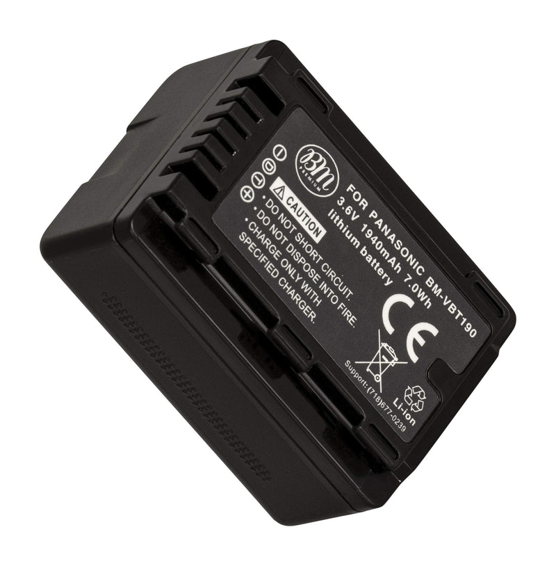 BM Premium VW-VBT190 Battery for Panasonic HC-V380, HC-V510, HC-V520, HC-V550, HC-V710, HC-V720, HC-V750, HC-V770, HC-VX870, HC-VX981, HCW580, HCW850, HC-WXF991 Camcorders