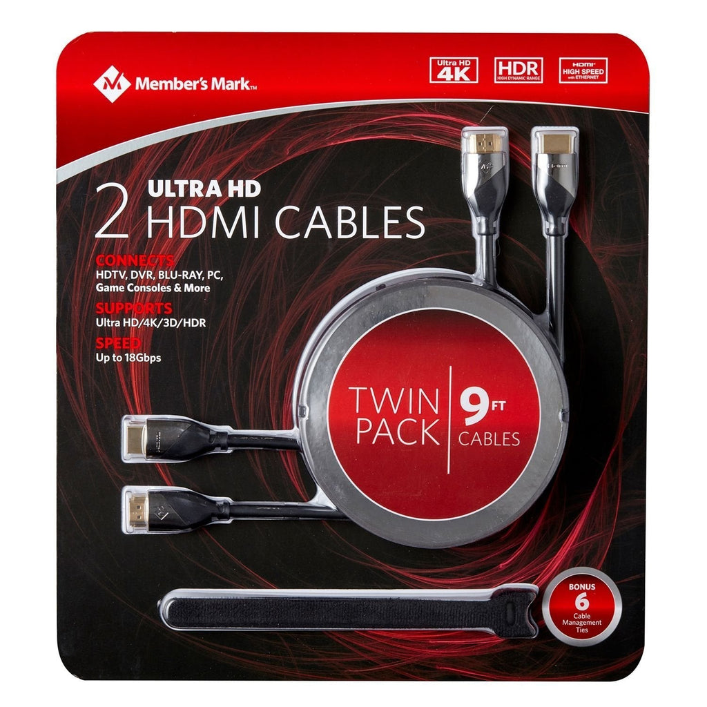 Member's Mark 2pk. 9ft. HDMI Cables