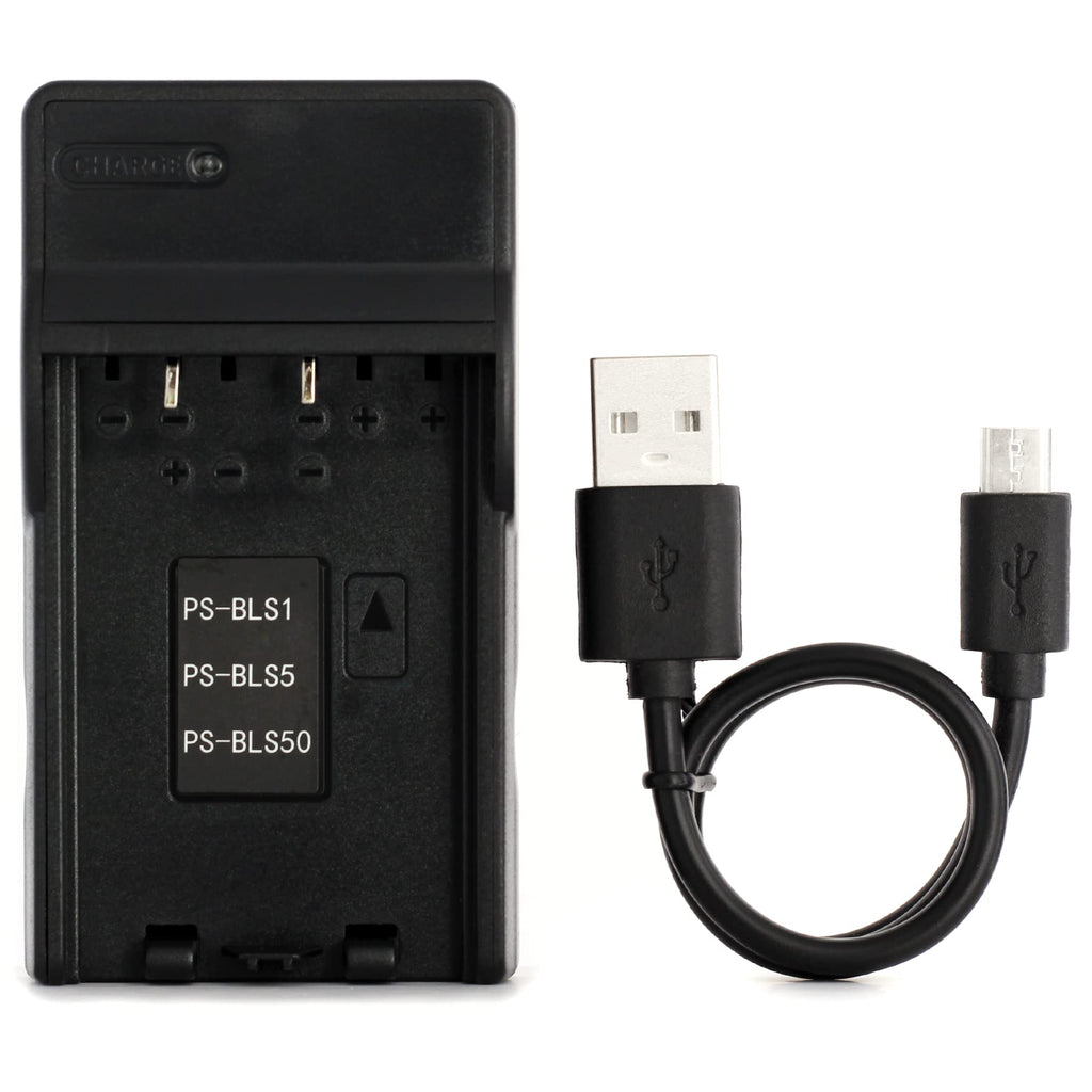 BLS-1 USB Charger for Olympus E-400, E-420, E-450, E-600, E-620, E-M10, E-P1, E-P2, E-P3, E-PL1, E-PL2, E-PL3, E-PL5, E-PL6, E-PL7, E-PM1, E-PM2, Stylus 1, 1s Camera and More