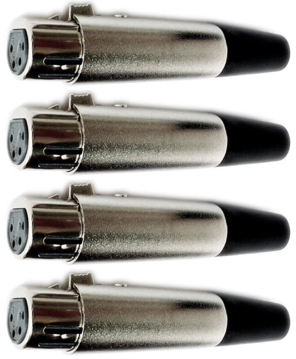 [AUSTRALIA] - CESS 4-Pin XLR Cable Female Connector Adapter for Mic Microphone - 4 Pin XLR Jack (4 Pack) 