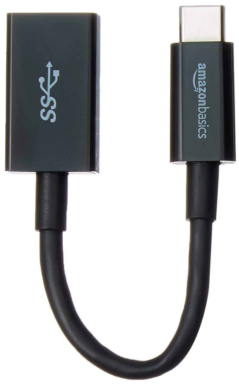 AmazonBasics L6LUC021-CS-R USB Type-C to USB 3.1 Gen1 Female Adapter - Black 1-Pack